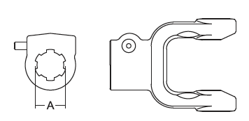 YOKE, TRACTOR END, 1-⅜" x 6 SPLINE, BONDIOLI SERIES 9