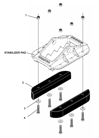 RUBBER PAD KIT, STABILIZER, 365 BACKHOE