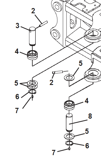 PIVOT PIN, UPPER MAINFRAME, 1.25x3.50 (3.75) PLD