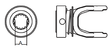 YOKE, TRACTOR END, 6-SERIES, 15 SPLINE