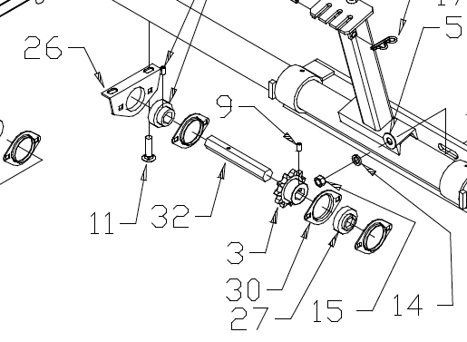 HEX SHAFT ⅞” x 5", WITH HOLE