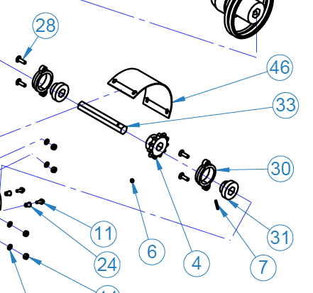 SHAFT, HEX ⅞ x 6.5, WITH HOLE