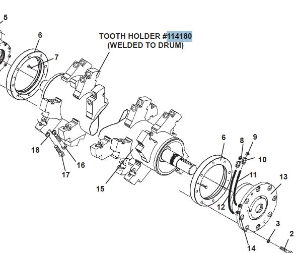 TOOTH HOLDER, MAGNUM MULCHER SERIES II