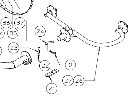 Lock pin and wheel arm breakdown