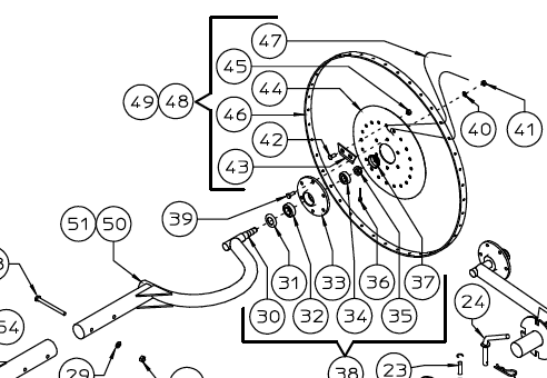 Single rake wheel arm