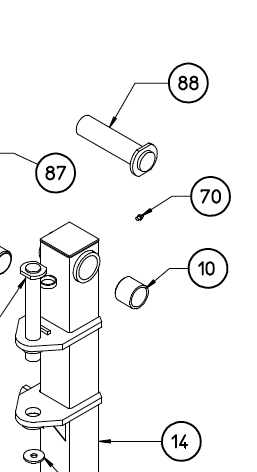 Rear transport arm pin