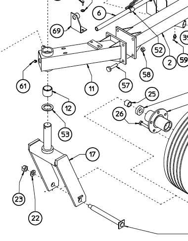 PIPE SUPPORT, FRONT, LEFT HAND, 220.361