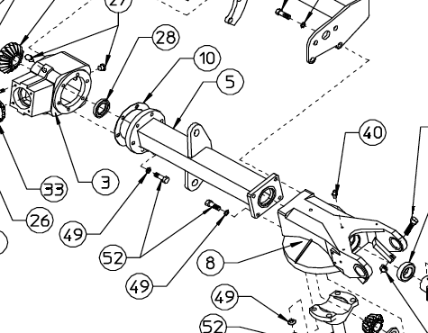 AXLE HOUSING, LH CENTER, RT5800 220.792