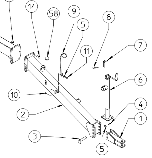 DRAWBAR, Q-RAKE FRONT HALF, 230.296