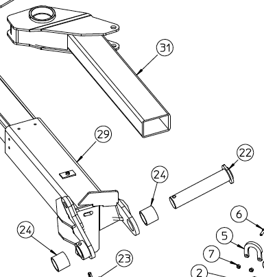 PIVOT PIN, Q-RAKE ARM, 230.319