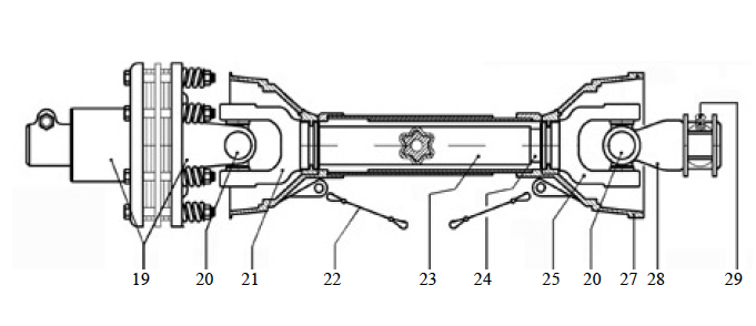 PTO SHAFT ASSEMBLY TCO-2605, 540 RPM