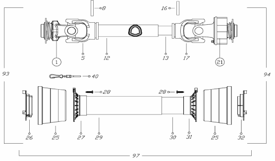 PTO shaft breakdown