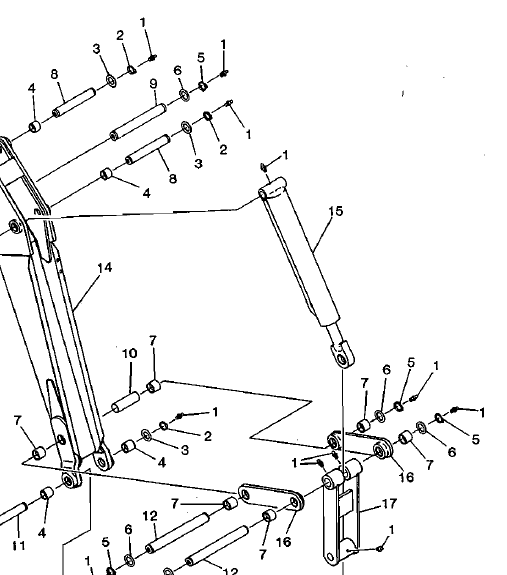 Bucket cylinder and dipper arm