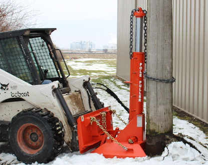 UTILITY POLE PULLER SKIDLOADER
