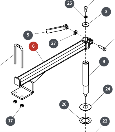 Caster support arm