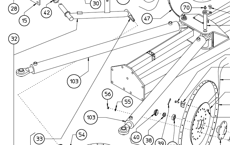 CYLINDER, MAIN RAKE ARM OPENING, MK, 220.456