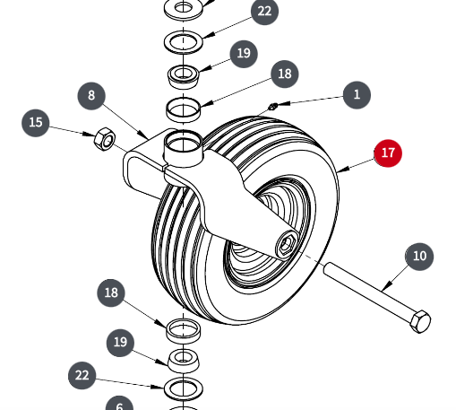 WHEEL & TIRE ASSEMBLY 13 x 500-6 PLY