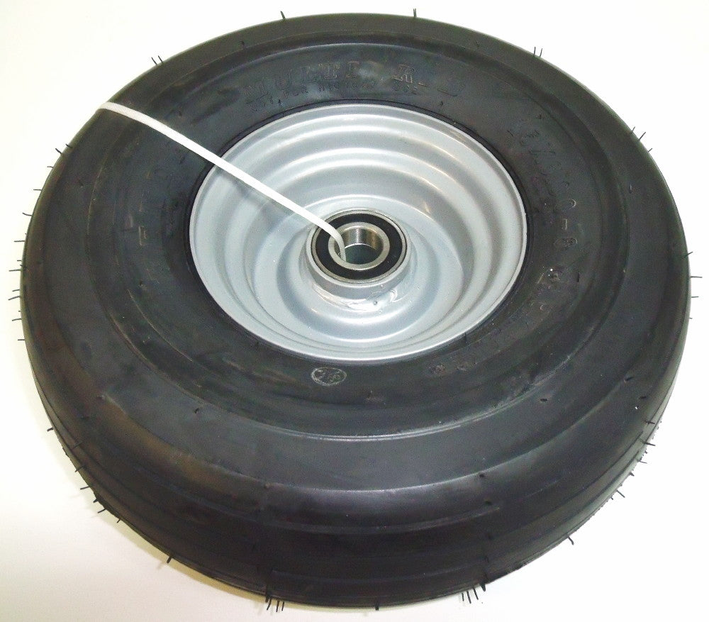 Flex wing mower flotation wheel assembly