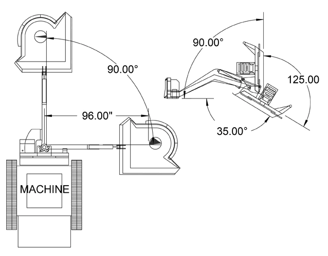 Swing boom cutter, dimensions