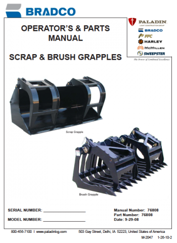 Grapple Bucket Manual OM76808