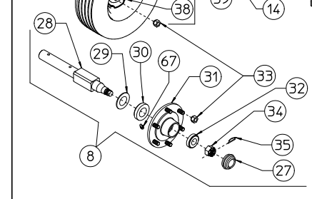 Wheel axle and hub assembly
