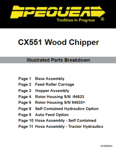 Pequea CX 551 Parts Manual