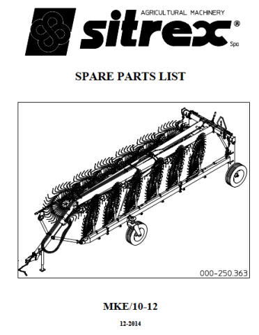 MKE 10-12 Parts List Only 2014