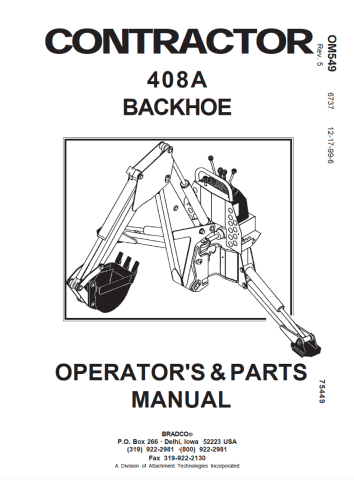 408A Backhoe Operator Manual OM549