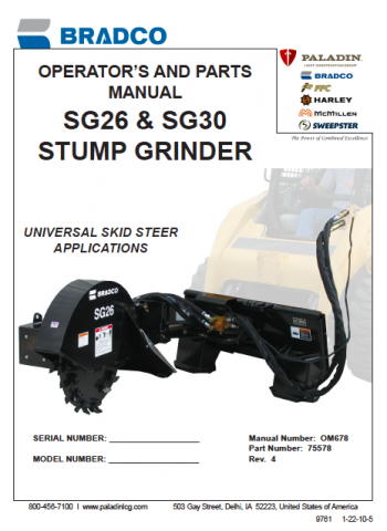 Bradco Stump Grinder Manual OM678