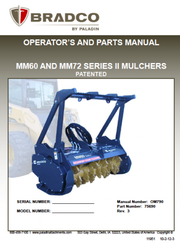 Magnum Mulcher MM60 MM72 Series II OM790