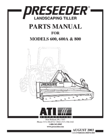 PRESEEDER 600-600A-800 Parts Manual