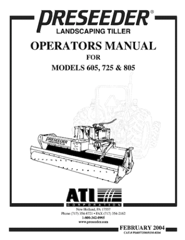 PRESEEDER 605-725-805 Operators Manual