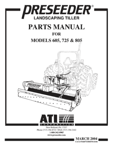 PRESEEDER 605-725-805 Parts Manual