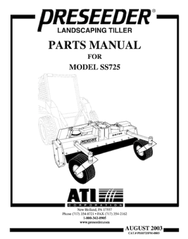 PRESEEDER SS725 Parts Manual