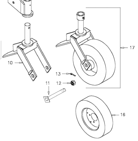 Rear wheel and fork assembly