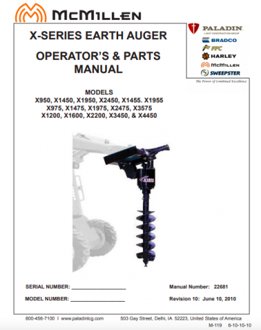 X-Series Planetary Drive Auger Manual
