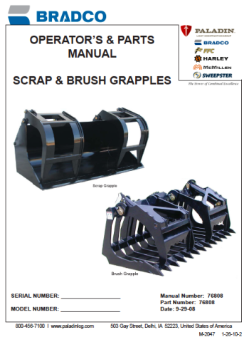 Grapple Bucket Manual OM76808