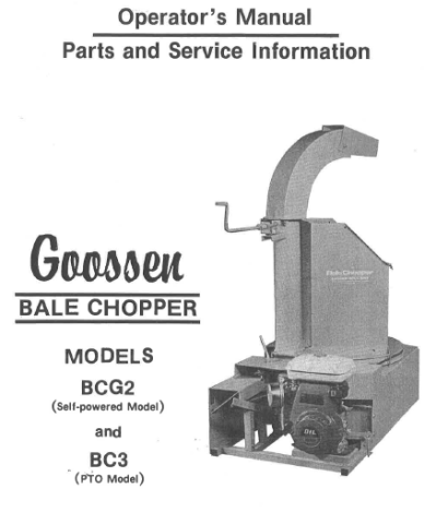 Goossen Bale Chopper BCG-2 & BC-3 (1985)