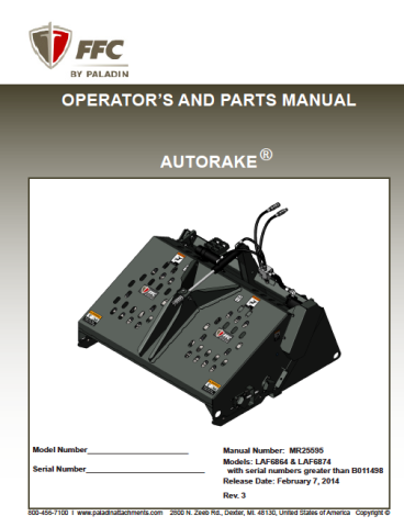 AutoRake Manual, MR25595, 2014-02