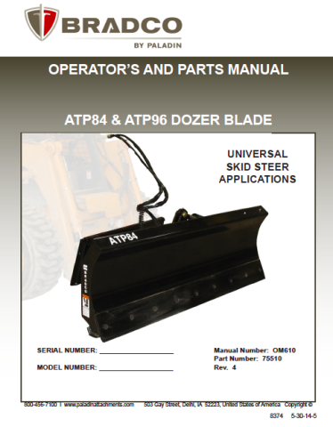 Bradco Dozer Blade Manual OM610