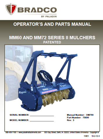 Magnum Mulcher MM60 MM72 Series II OM790