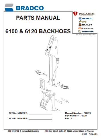 6100 & 6120 Backhoe Parts Manual PM729