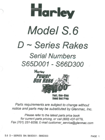 Harley S6 Manual D-Series (S65D001-S66D300)