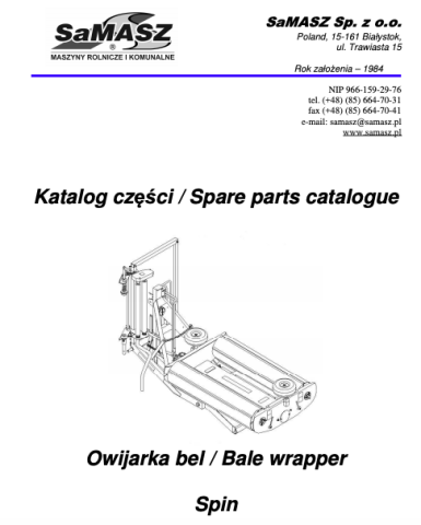 SaMASZ Spin Wrapper Parts Manual