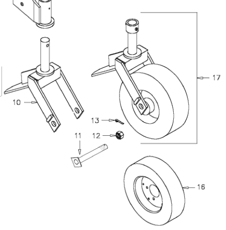 Rear wheel and fork assembly
