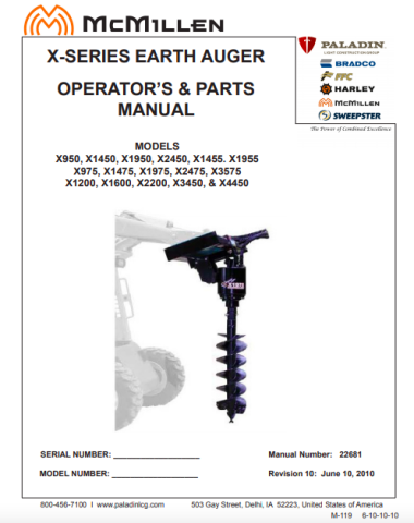 X-Series Planetary Drive Auger Manual